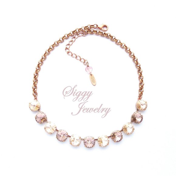 Swarovski Crystal Necklace Silk and Vintage Rose - Picture 1 of 7